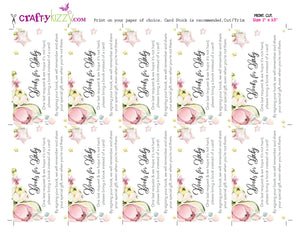Pink Floral Books For Baby Insert - Girl Baby Shower Book Request - Babies Library Insert - Greenery - INSTANT DOWNLOAD