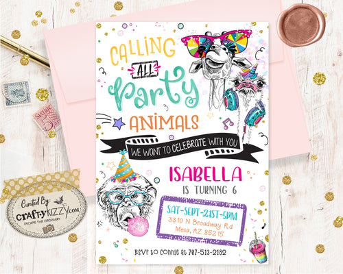 Calling All Party Animal Birthday Invitations