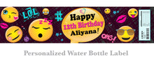 Happy Birthday EMOJI Water Bottle Labels Personalized - Emoji Happy Birthday Favors Digital Label File - Bottle Wrapper - CraftyKizzy