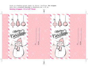 Merry Christmas Pink Chocolate Bar Label