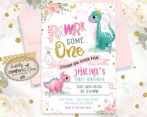 She's A roarsome two birthday invitation