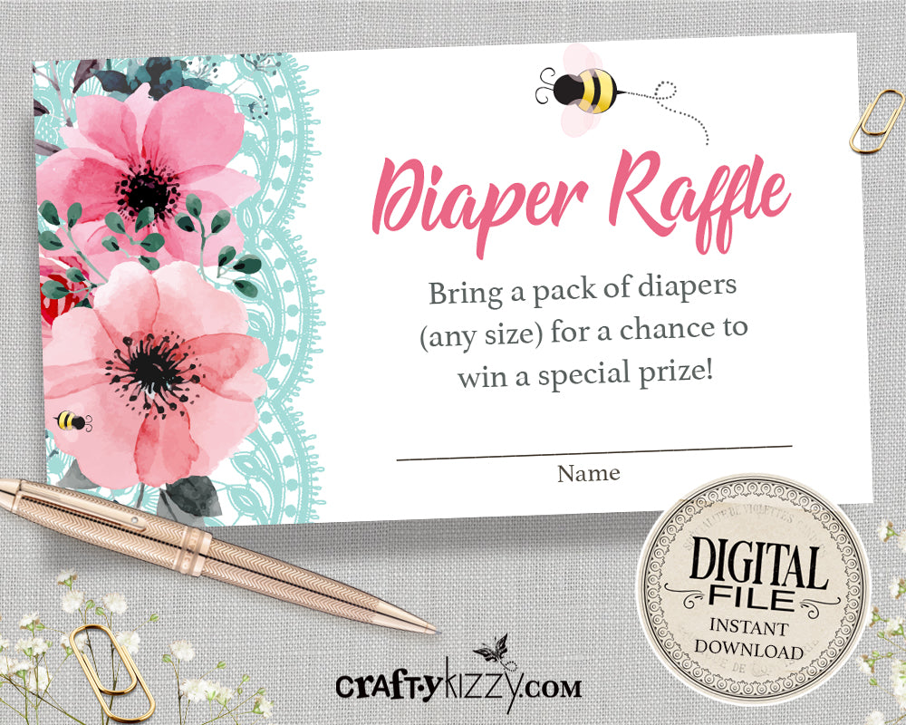 boho floral bee diaper raffle bundle