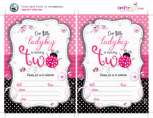 Ladybug Blank Birthday Invitations - Pink Ladybug Fill In The Blank Printable Birthday Invitation - Second Birthday - CraftyKizzy