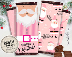 Pink Santa Claus Candy Bar Wrapper