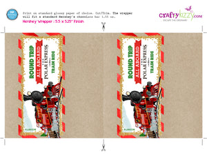 Polar Express Ticket Candy Bar Wrapper - Christmas Chocolate Bar Wrappers - Printable Holiday Labels - Stocking Stuffers - INSTANT DOWNLOAD