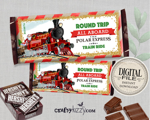 Polar Express Ticket Candy Bar Wrapper - Christmas Chocolate Bar Wrappers - Printable Holiday Labels - Stocking Stuffers - INSTANT DOWNLOAD