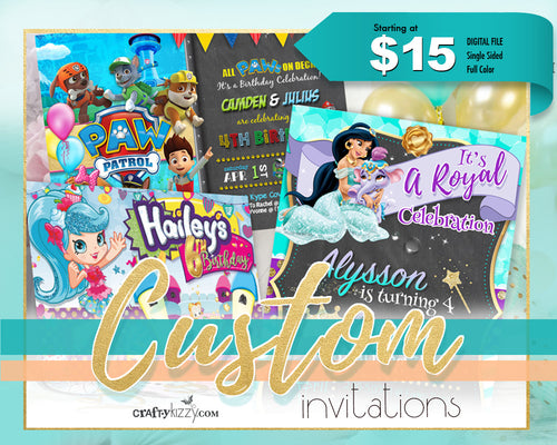Custom Invitation Design - Joint Birthday - Events - Baby Shower - Wedding - Birth Announcement - Unique Invitations For All Occassions - CraftyKizzy
