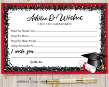 Black and Red Graduation Advice Cards for the Graduate - DIY High School or College Party Favor INSTANT DOWNLOAD - CraftyKizzy
