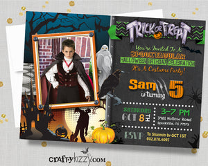Halloween Spooktacular Boy Birthday Invitation Kids Halloween Costume Party Ghosts & Zombies