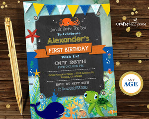 Under the Sea First Birthday Boy Invitation Sea Animal 1st Second Birthday Invitation - Ocean Invite - CraftyKizzy
