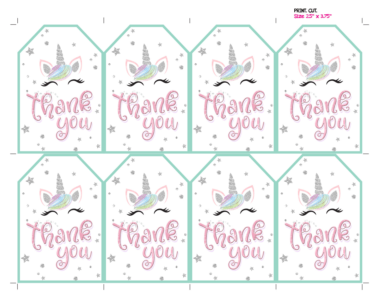 unicorn-thank-you-favor-tags-silver-glitter-printable-rainbow-tag-craftykizzy