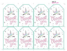 Unicorn Thank You Favor Tags - Silver Glitter Printable Tags - Rainbow Birthday Party Favor Tag - INSTANT DOWNLOAD