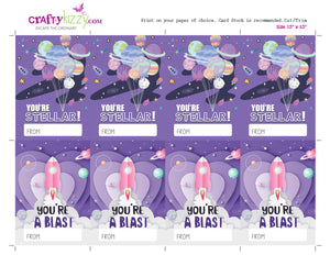 Solar System Valentines Day Cards for Kids - Astronaut Valentine's - Rocket Valentines - Out Of This World Valentine - INSTANT DOWNLOAD