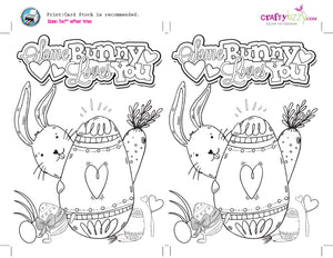 Kids Easter Bunny Coloring Card and Craft Printable Bunny Craft for kids - Colorable Greeting Card - INSTANT DOWNLOAD - CraftyKizzy