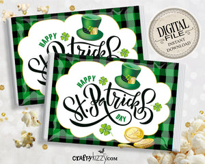Happy St Patricks Day Popcorn Label - St Patrick's Treat Labels - St Patty's - Green and Gold Wrapper - Lucky Day - INSTANT DOWNLOAD