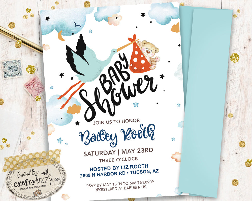 We Can Bearly Wait, Baby Bear Party Invite,