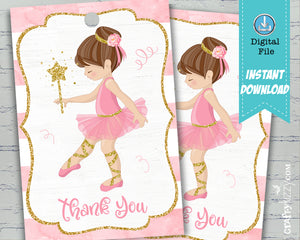 Pink Ballerina Thank You Tags
