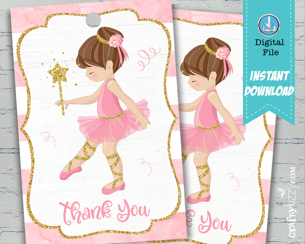 Pink Ballerina Thank You Tags