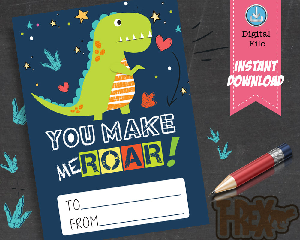 Printable Dinosaur Valentines Day Cards for kids - Boy Trex Valentine –  CraftyKizzy