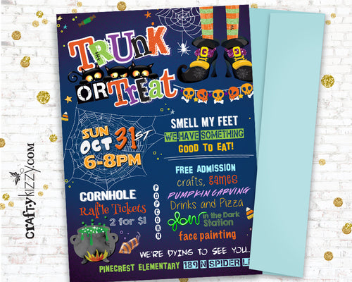 Trunk Or Treat Flyer - Halloween Trunk Or Treat Party Invitation - Kids Halloween Event - School Flyer - Community Event