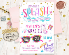 Pool Party Bash Birthday Invitations - Printable Let's Make A Splash Girl Invitation - 1st Birthday or Tween Invite