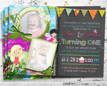 Twin Girl Fairy Birthday Invitations - Joint First Birthday Party Invitation - Whimsical Siblings Invite - Fairies Birthday Party Pixie Invitation - CraftyKizzy