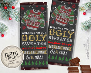 Ugly Sweater Chocolate Bar Wrapper - Ugly Sweater Party Favors - Ugly Sweater Hershey's Bar Label - INSTANT DOWNLOAD