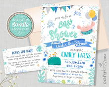 Under The Sea Baby Shower Invitation - Watercolor Nautical Baby Shower Invitation Boy - Printable Ocean Invitation & Book Insert Bundle