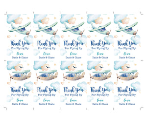 Airplane Thank You Favor Tag - Up Up And Away Plane Tags - Transportation Birthday Gift Tags - Travel Adventure Baby Shower - Personalized