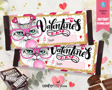 Kitten Valentine's Day Candy Bar Wrapper - Cat Hershey's Chocolate Bar Wrapper - Valentines Day Kitty Cat Favors - Classroom Card - INSTANT DOWNLOAD