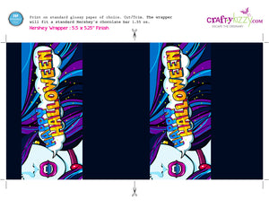 Vampire Halloween Chocolate Bar Wrapper - Printable Candy Bar Favors - Girl Halloween Party Hershey's Bar Wrappers - Classroom Comic Favors - INSTANT DOWNLOAD