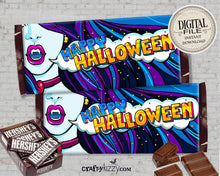 Vampire Halloween Chocolate Bar Wrapper - Printable Candy Bar Favors - Girl Halloween Party Hershey's Bar Wrappers - Classroom Comic Favors - INSTANT DOWNLOAD