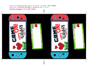 Video Gamer Chocolate Bar Label Valentines Day