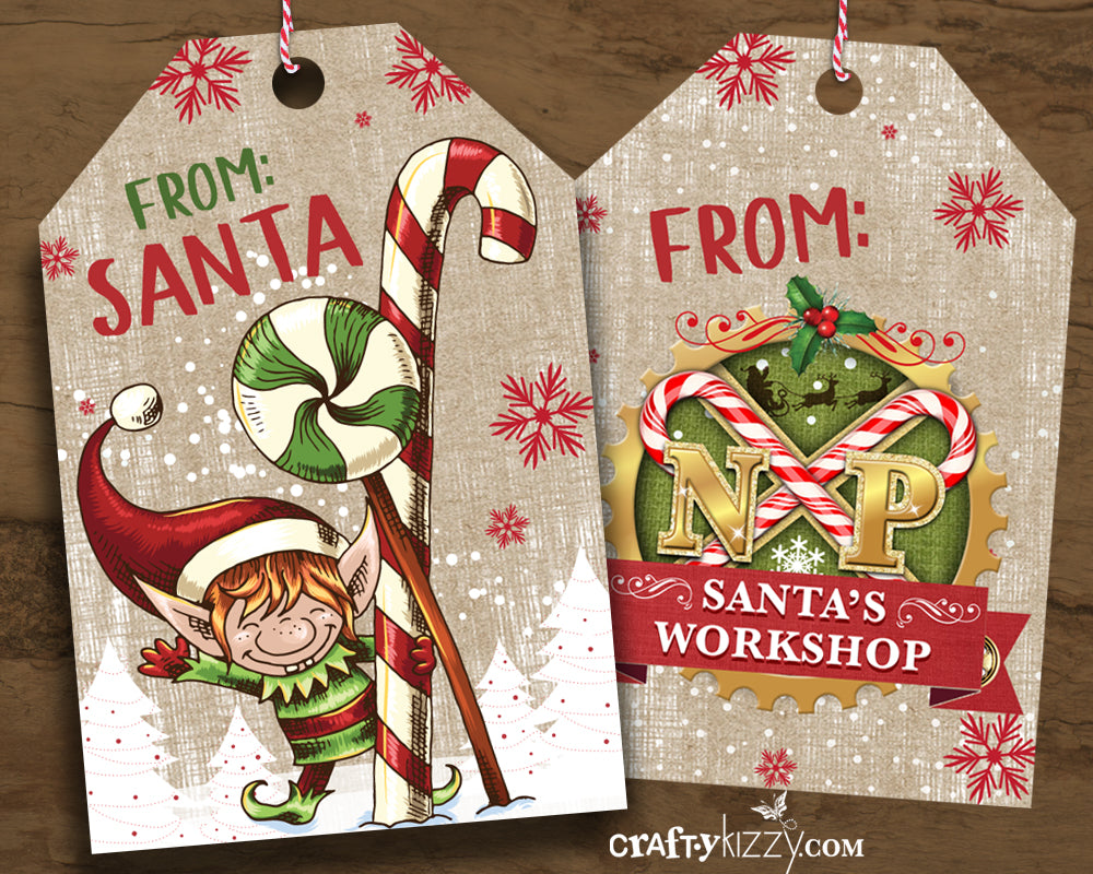 From Santa Vintage Christmas Gift Tags - North Pole Holiday Favor Tag - Party Favor Tags - INSTANT DOWNLOAD - CraftyKizzy