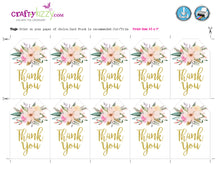 Watercolor Floral Thank You Tags - Baby Shower Bridal Shower Thank You - Birthday Thank You Tags - INSTANT DOWNLOAD - CraftyKizzy