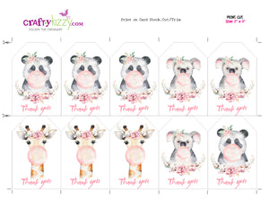 girl zoo animal favor tags