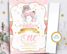 Whimsical Unicorn First 1st Birthday Invitations - Girl Unicorn Invitation - Printable Party Invite - CraftyKizzy