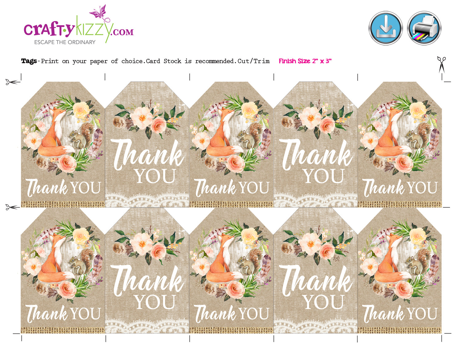 woodland-fox-favor-tags-craft-tags-thank-you-baby-shower-tags-watercolor-tags-instant-download-craftykizzy