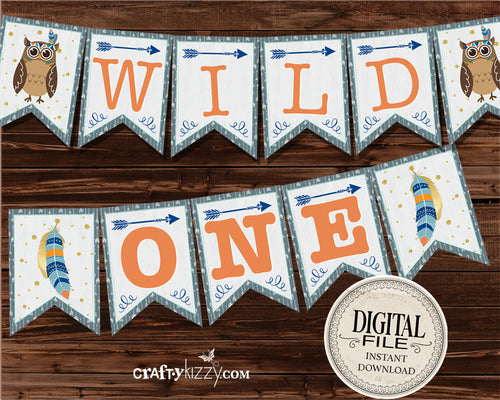 Wild ONE woodland banner