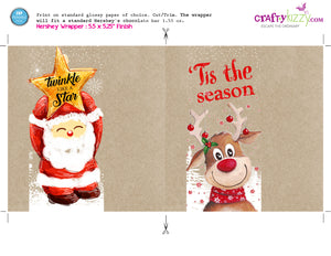 Christmas Chocolate Bar Wrapper Printable Favors - Tis The Season Hershey's Bar Label - INSTANT DOWNLOAD - CraftyKizzy